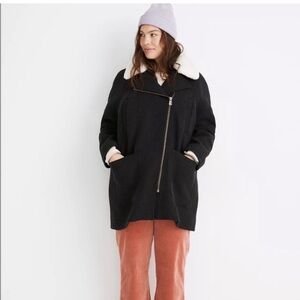 Madewell Elridge Women's Black Wool fur collar Coat xs